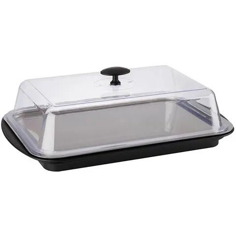 APS Thermo Tablett-Set, eckig, schwarz/transparent – Bild 1