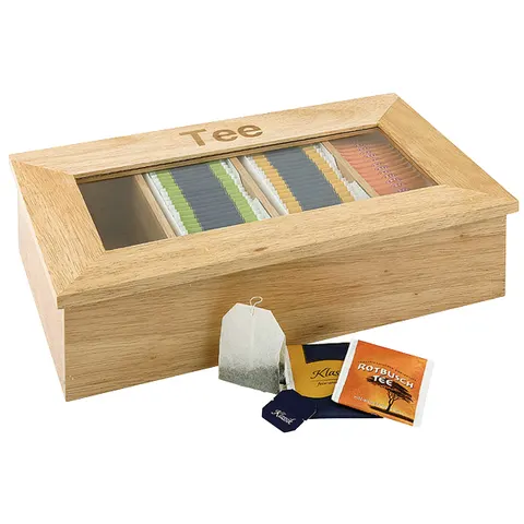 APS Teebox, aus Holz, 4 Kammern, hellbraun – Bild 1