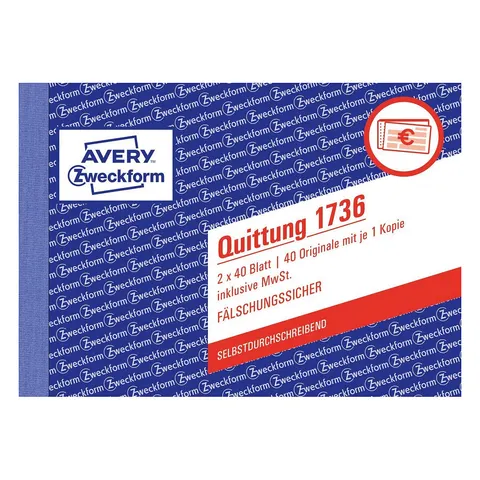 AVERY Zweckform Formularbuch , Quittung, , SD, A6 quer – Bild 1