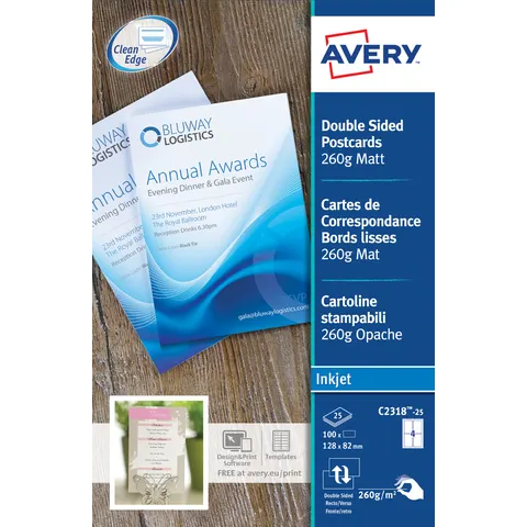 avery quick en clean korrespondenz-kaarten 128 x 82 mm – afbeelding 1