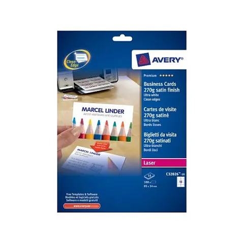 AVERY Zweckform Quick & Clean Visitenkarten, 10 Blatt – Bild 1