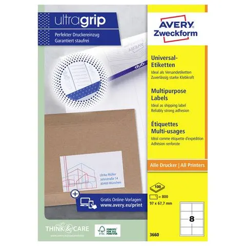 Avery 3660 printeretiket – afbeelding 1