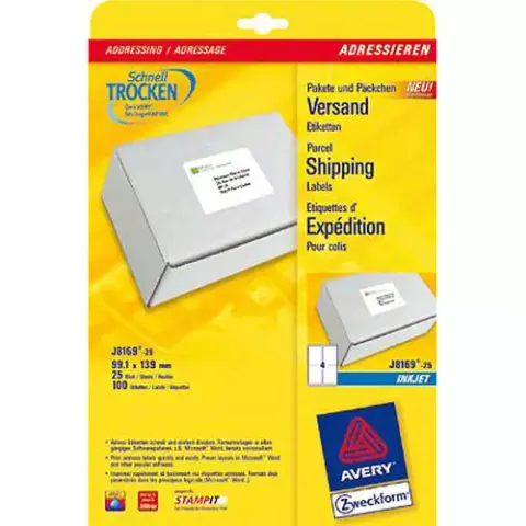 Avery J8169-25 addressing label White – image 1