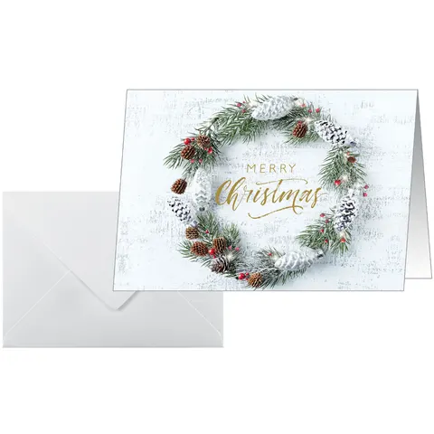 Kerstkaart 'Kerstkrans', afhangend formaat – afbeelding 1