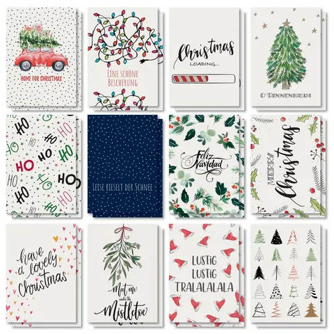 Kleurrijke Kerstkaarten Set, A6 formaat – afbeelding 1