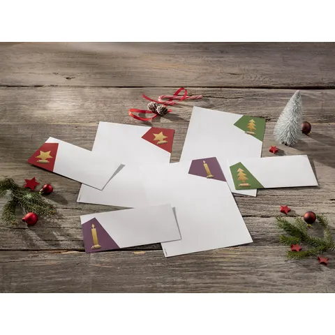 Kerst envelop Sigel set - (goud) kraft wit papier druk – afbeelding 1
