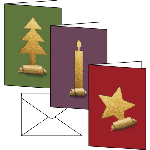 Kerstkaarten Sigel incl. - envelop (goud) - wit karton – DS081 – afbeelding 1