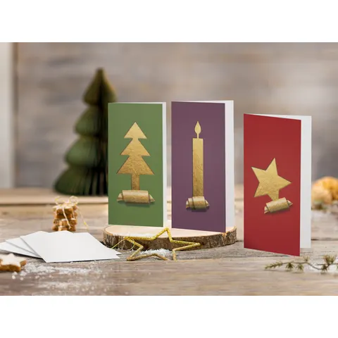 Kerstkaarten Sigel incl. - envelop (goud) - wit karton – DS080 – afbeelding 1