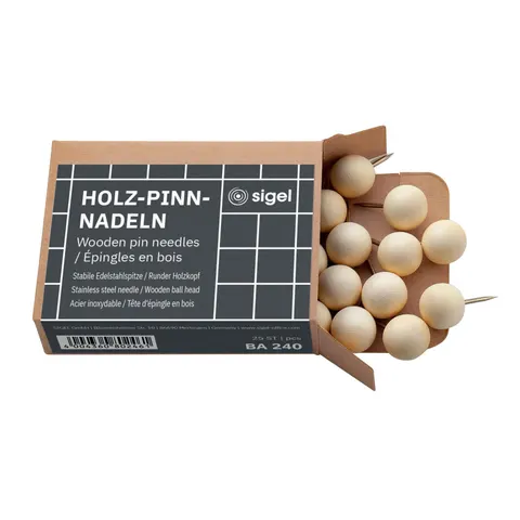 Sigel pushpin hout 25 stuks – afbeelding 1