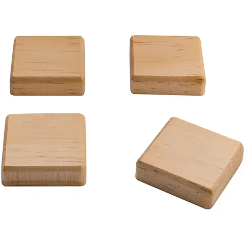 Sigel magneten vierkant hout 4 stuk – afbeelding 1