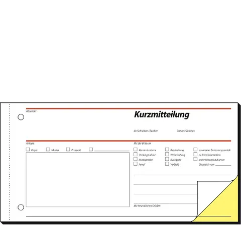 sigel Formularbuch , Kurzmitteilung, , 1/3 A4 quer, SD – Bild 1