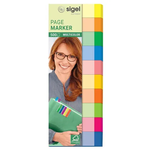 sigel Haftmarker Multicolor, 50 x 15 mm, 500 Blatt – Bild 1