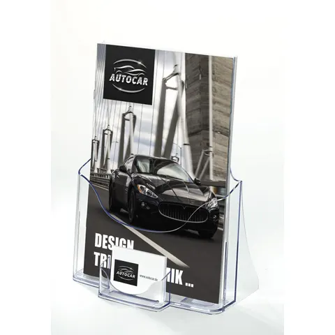 Sigel folderhouder + visitekaarthouder A4 tafelmodel transparant acryl – afbeelding 1