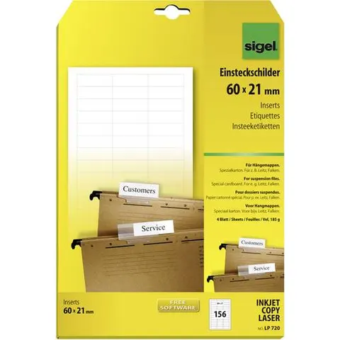 Sigel LP720 Einsteckschild Hängemappen 60 cm x 21 mm – Bild 1