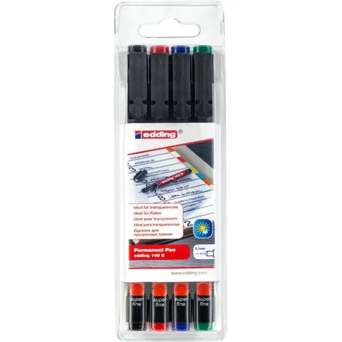 EDDING 140S/4S - OHP marker/four assorted colours/tip 0.3 mm – image 1