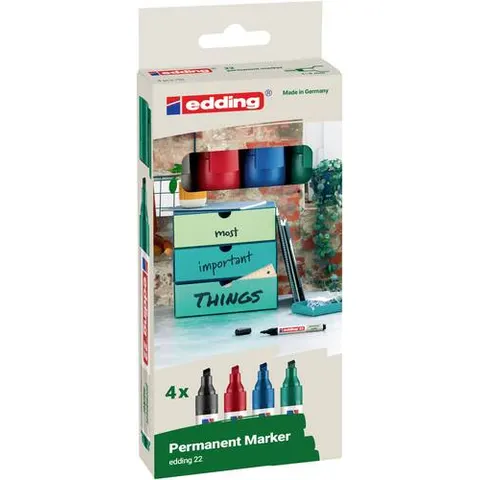 Viltstift edding 22 Ecoline schuin assorti set à 4 stuks – afbeelding 1