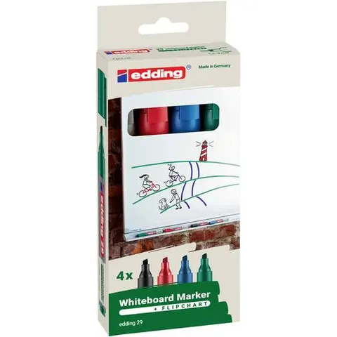 Edding 29 EcoLine marker 4 pc(s) Chisel tip Black Blue Green Red – image 1