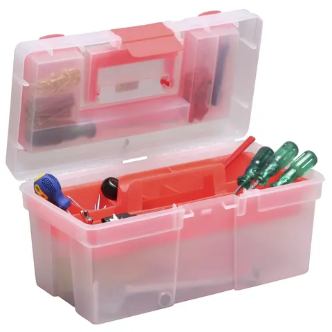 allit opbergkoffer McPlus Clear 16, PP, rood – afbeelding 1
