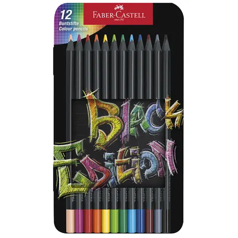 Faber-Castell Black Edition Triangular Colour Pencils | Ergonomic 12-Pack Set for Artists & Drawing in Assorted Vibrant Colors – image 1