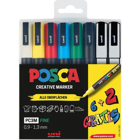 POSCA Marker UNI PC-3M 6+2 Set – Bild 1