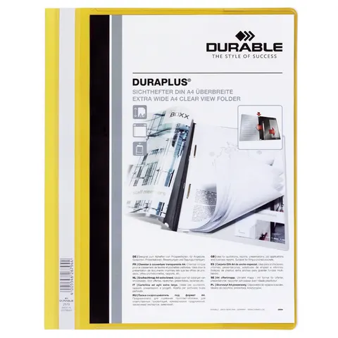 Snelhechtmap Durable Duraplus A4 geel – afbeelding 1