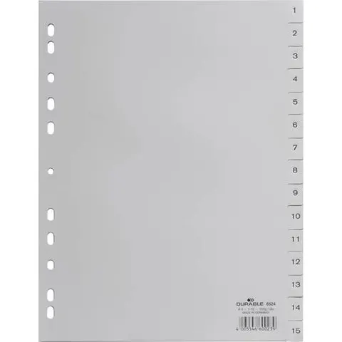 DURABLE Zahlenregister A4 1-15 PP volldeck. grau – Bild 1