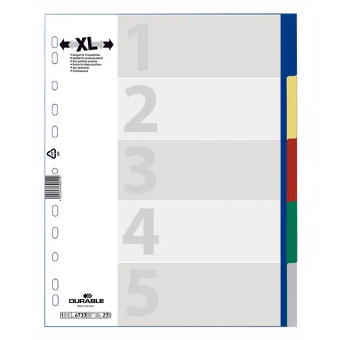 DURABLE Kunststoff-Register, A4, PP, 5-teilig, überbreit – Bild 1