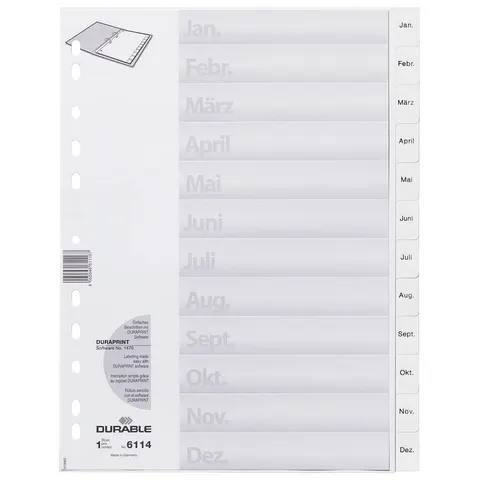 DURABLE Ordnerregister Vollformat Jan.-Dez. - 1 Satz – Bild 1