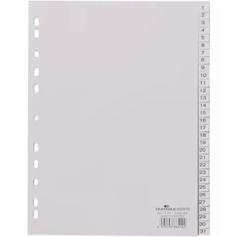 DURABLE Zahlenregister A4 1-31 PP volldeck. grau – Bild 1