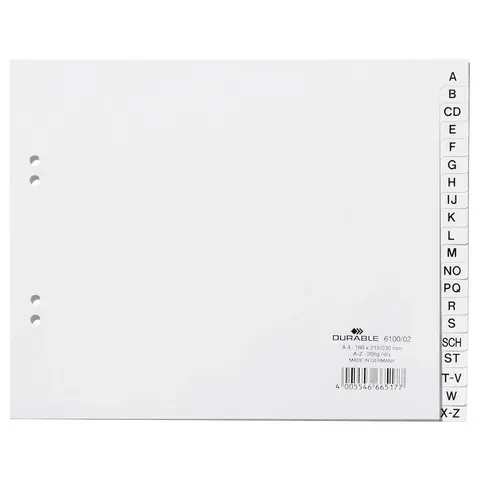DURABLE Ordnerregister Halbformat A-Z weiß - 20-teilig – Bild 1