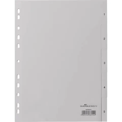 DURABLE Ordnerregister Vollformat grau 5-teilig – Bild 1