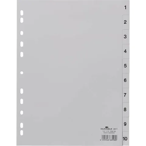 DURABLE Ordnerregister A4 nummeriert - 10-teilig - grau – Bild 1