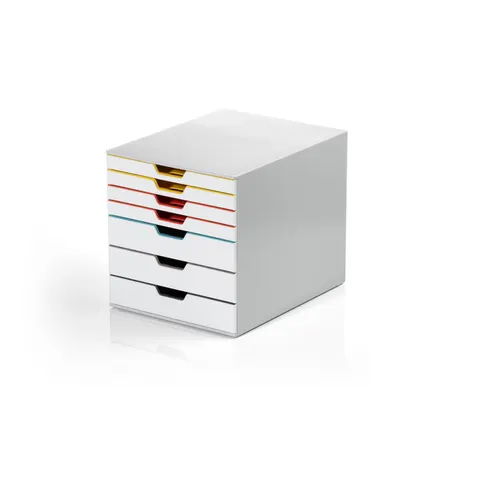 Durable VARICOLOR MIX Desktop Organiser 7 Drawer Colour Coded Storage A4+ White – image 1