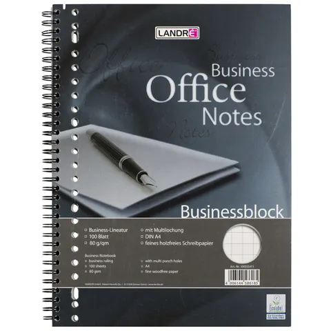 herlitz Businessblock mit Spirale, A4, 100 Blatt, kariert – Bild 1