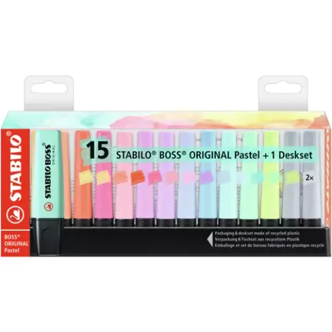 STABILO Textmarker BOSS ORIGINAL Pastel, 15er Tischset – Bild 1