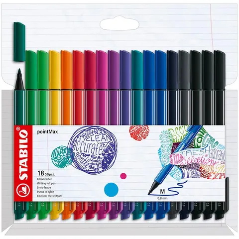 STABILO Fasermaler pointMax, 18er Kartonetui – Bild 1