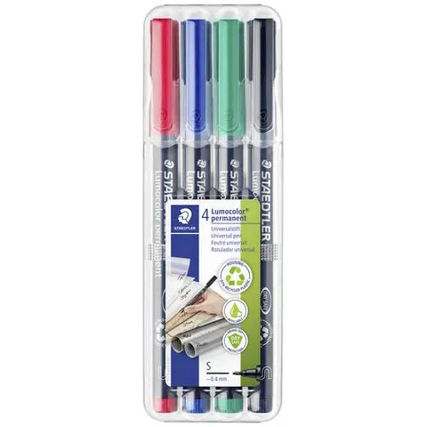 STAEDTLER Lumocolor S permanent - Box 4 st – afbeelding 1