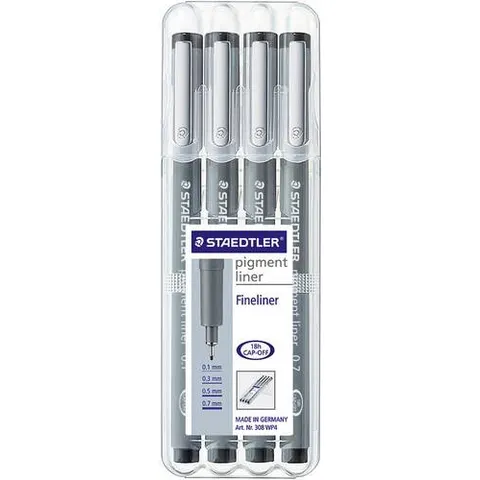 STAEDTLER Pigmentliner, schwarz, 4er Etui – Bild 1