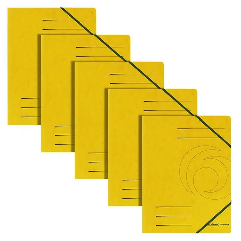 HERLITZ 11387164 - Folder with elasticated corner straps, A4, yellow, pack of five – image 1