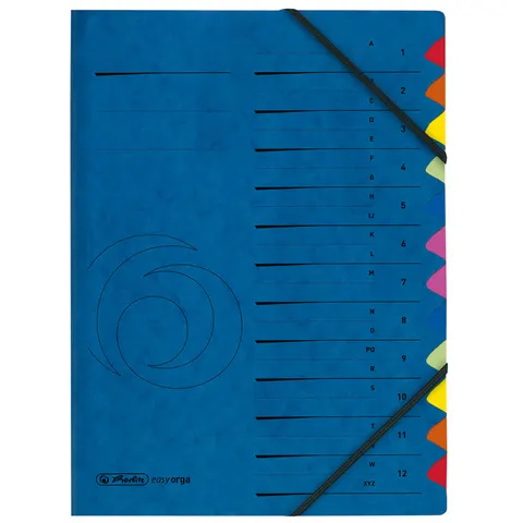 herlitz Ordnungsmappe, DIN A4, Karton, 12 Fächer, blau – Bild 1
