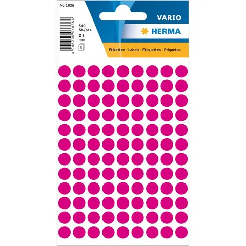 HERMA Markierungspunkte, Durchmesser: 8 mm, pink – Bild 1