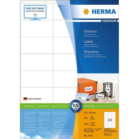 HERMA 4453 - PREMIUM A4 labels 100 sheets/pack – image 1