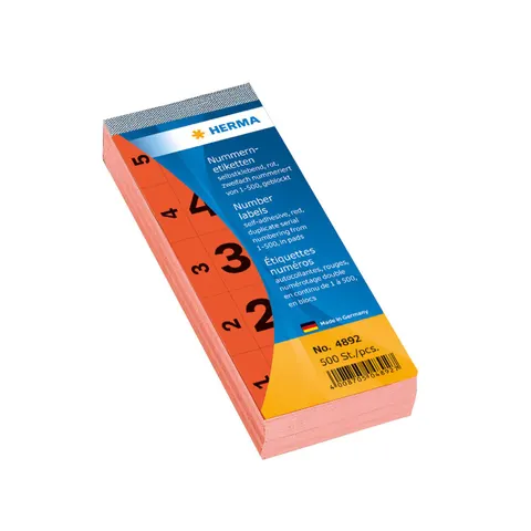 HERMA Nummernblock, selbstklebend, 28 x 56 mm, rot – Bild 1