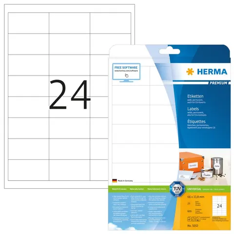 HERMA 5053 - PREMIUM A4 labels 25 sheets/pack – image 1