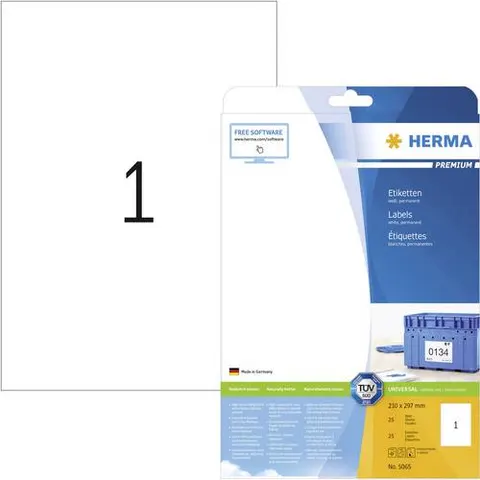 HERMA 5065 - PREMIUM A4 labels 25 sheets/pack – image 1