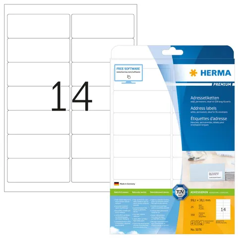 HERMA 5076 Wit adreslabels – afbeelding 1