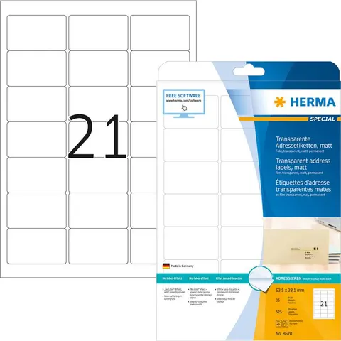 HERMA 8670 adreslabels Transparant – afbeelding 1