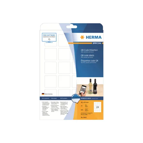 Etiket HERMA 9642 40x40mm QR-code wit 600 stuks – afbeelding 1