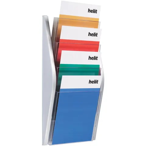 Folderhouder Helit wand 4xA4 zwart – afbeelding 1