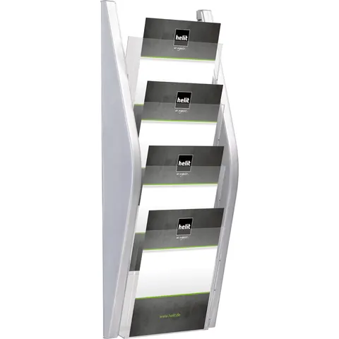 Folderhouder Helit wand 4x A5 zilver – afbeelding 1